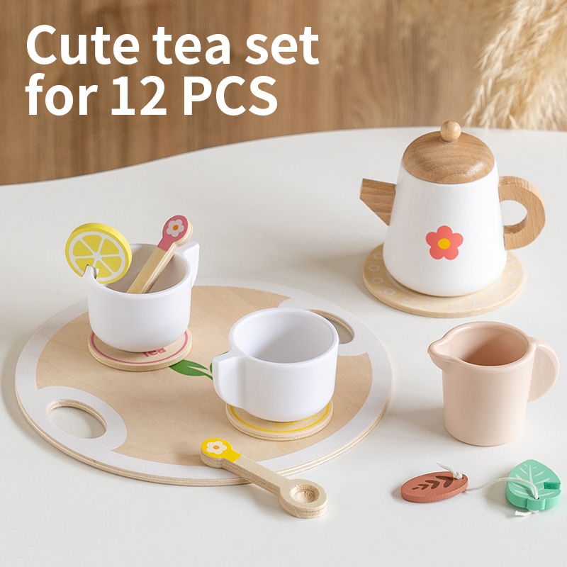 Kids Outdoor Kitchen Accessories - ชุดของเล่นครัวเด็กยอดนิยม ชุดน้ำชาไม้เสมือนจริง ชุดของเล่นปาร์ตี้