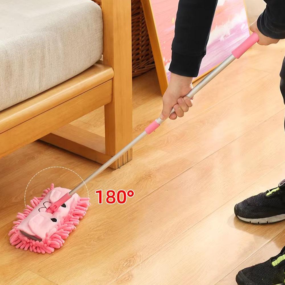 Kids Outdoor Broom - ไม้กวาดและที่โกยผงสำหรับเด็กเล็ก ลายการ์ตูนแมว ขนแปรงยืดหยุ่น ชุดของเล่นทำความสะอาดพื้นสำหรับเด็กวัยหัดเดิน เล่นได้ทั้งในบ้านและนอกบ้าน