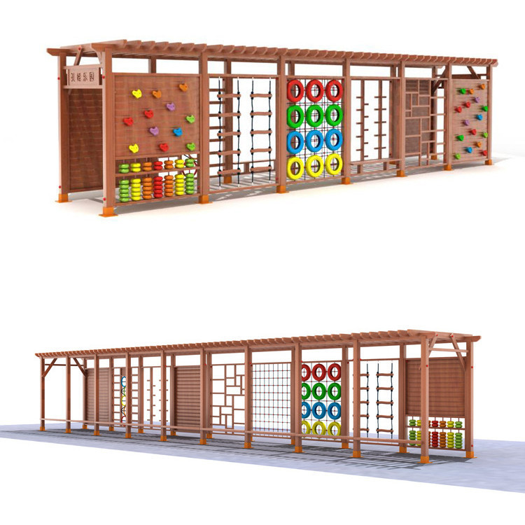 Kids Outdoor Climbing Frame - โครงปีนป่ายกลางแจ้งทำจากไม้สำหรับสนามเด็กเล่นและสนามกีฬากลางแจ้งสำหรับเด็ก