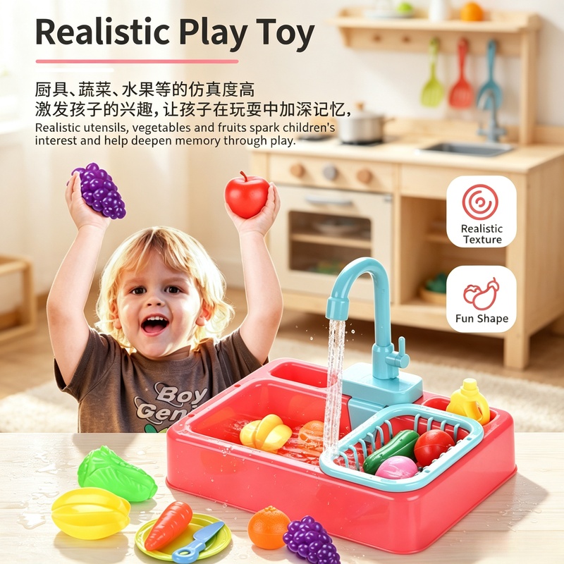 ชุดอ่างล้างจานพลาสติกของเล่นใน - Kids Outdoor Kitchen Accessories บทวิจารณ์และราคา