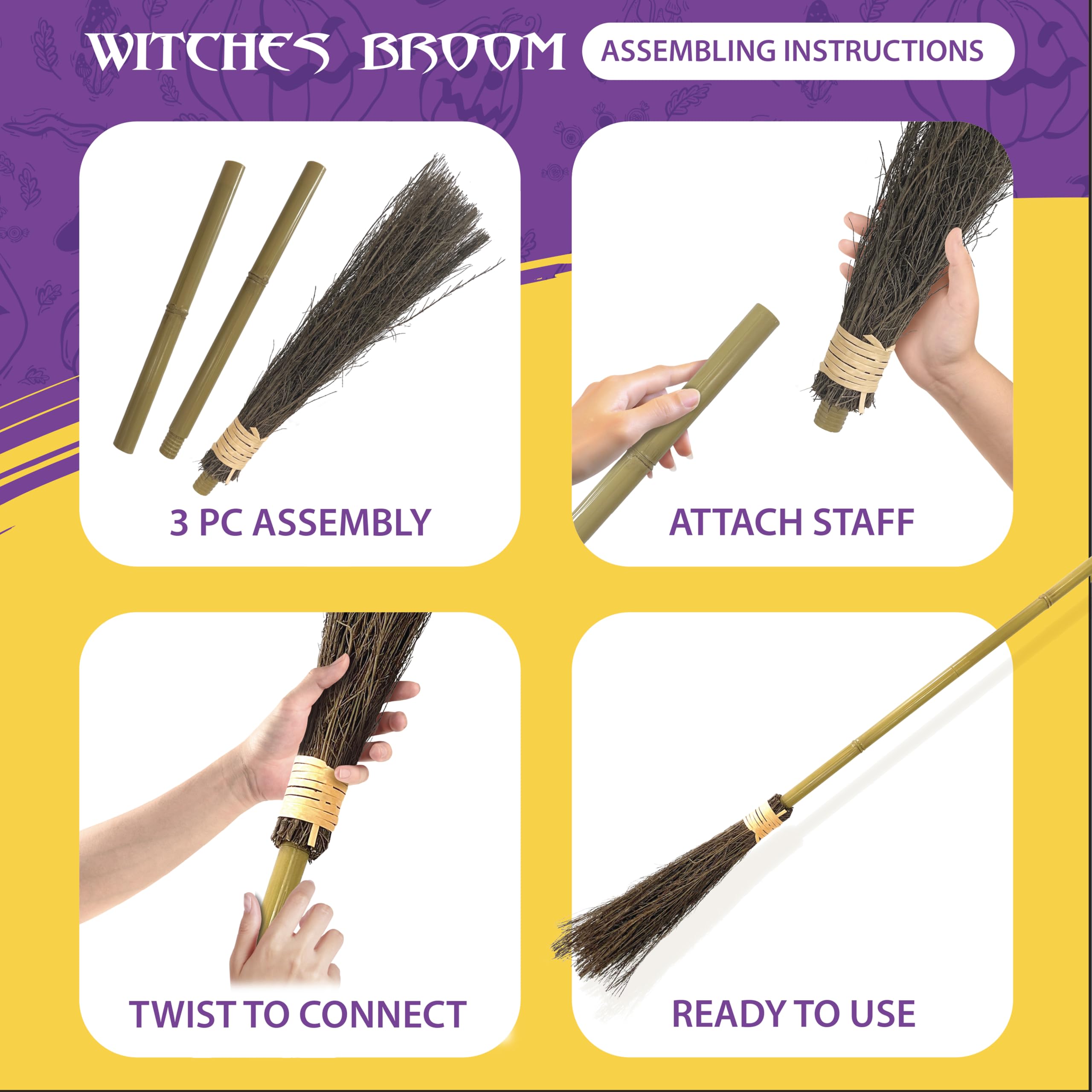 ไม้กวาดแม่มดไม้ไผ่ขนาด 40 นิ้ว - Kids Outdoor Broom บทวิจารณ์และราคา